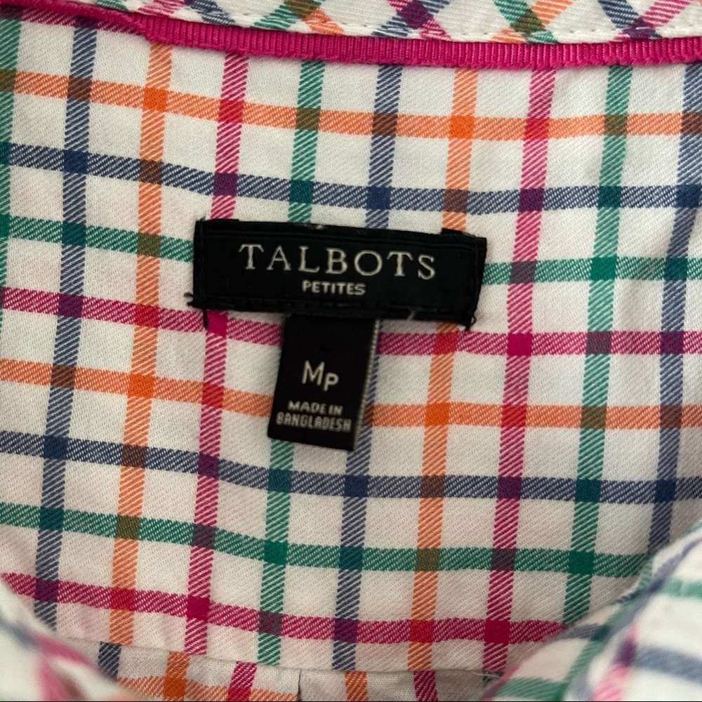 Talbots rainbow gingham button up top - image 2